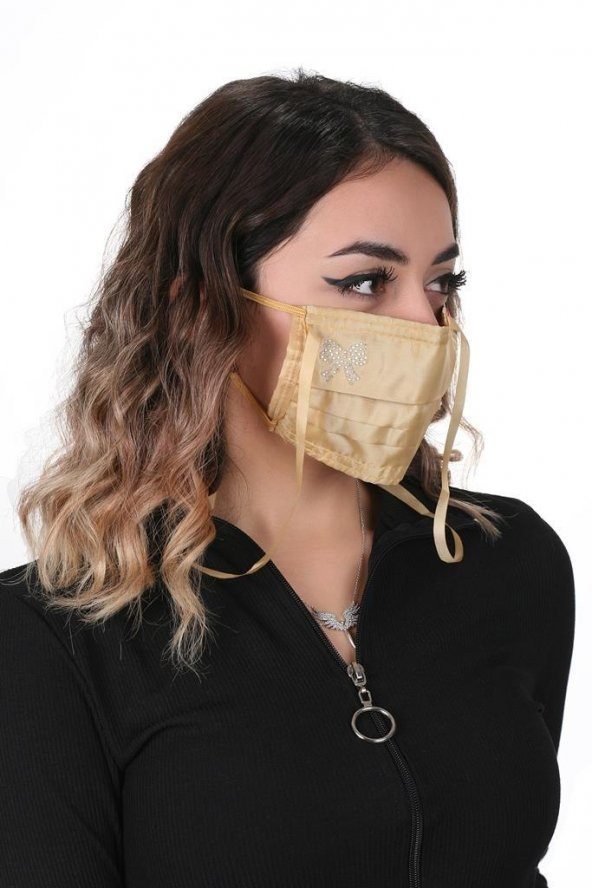 Gümüş İyonlu Boyundan Askılı Yıkanabilir Taşlı Maske K-4 - 11