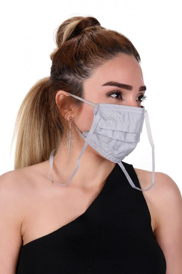 Gümüş İyonlu Boyundan Askılı Yıkanabilir Taşlı Maske K-3 - 4