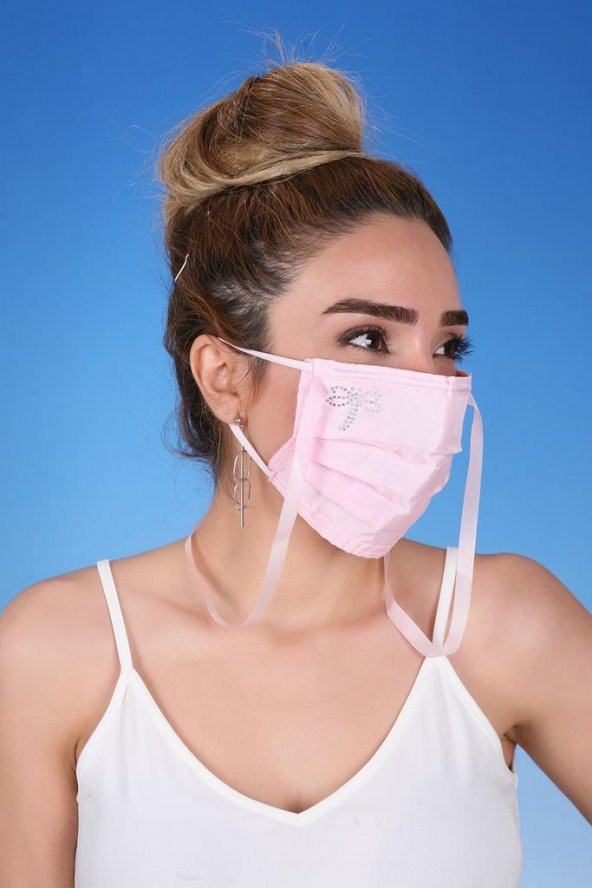 Gümüş İyonlu Boyundan Askılı Yıkanabilir Taşlı Maske K-3 - 8