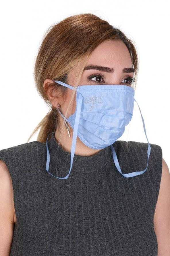 Gümüş İyonlu Boyundan Askılı Yıkanabilir Taşlı Maske K-3 - 11