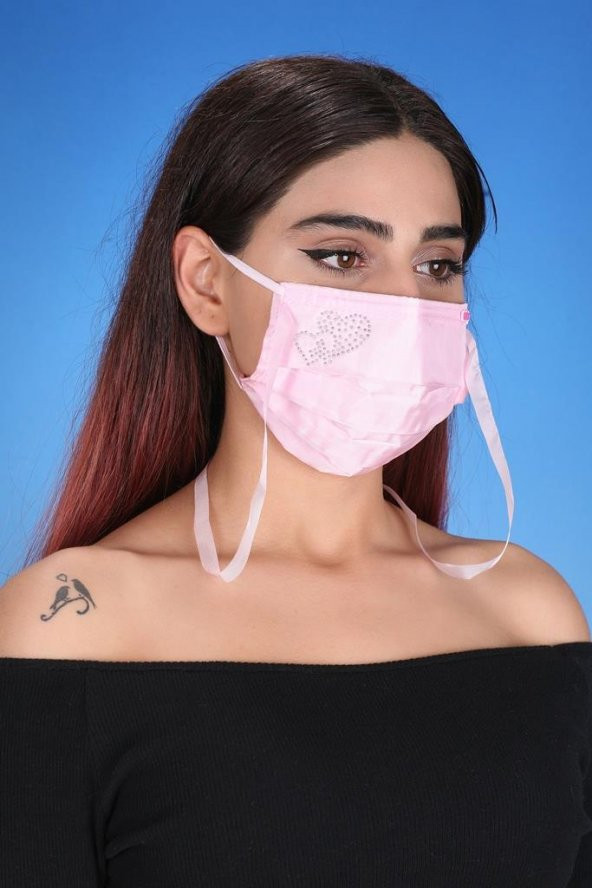 Gümüş İyonlu Boyundan Askılı Yıkanabilir Taşlı Maske K-2 - 8