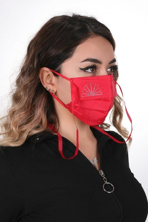 Gümüş İyonlu Boyundan Askılı Yıkanabilir Taşlı Maske K-1 - 6