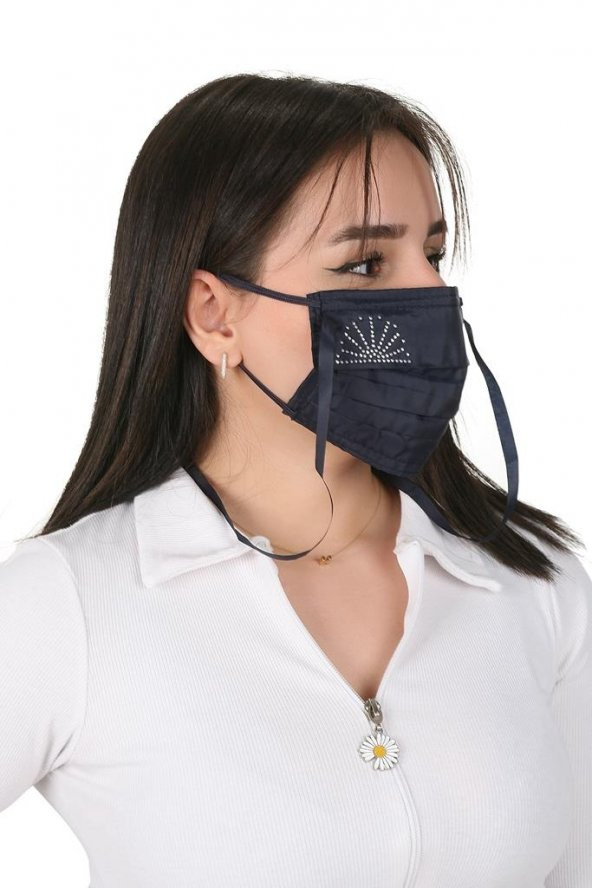 Gümüş İyonlu Boyundan Askılı Yıkanabilir Taşlı Maske K-1 - 7