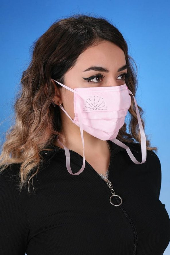 Gümüş İyonlu Boyundan Askılı Yıkanabilir Taşlı Maske K-1 - 8