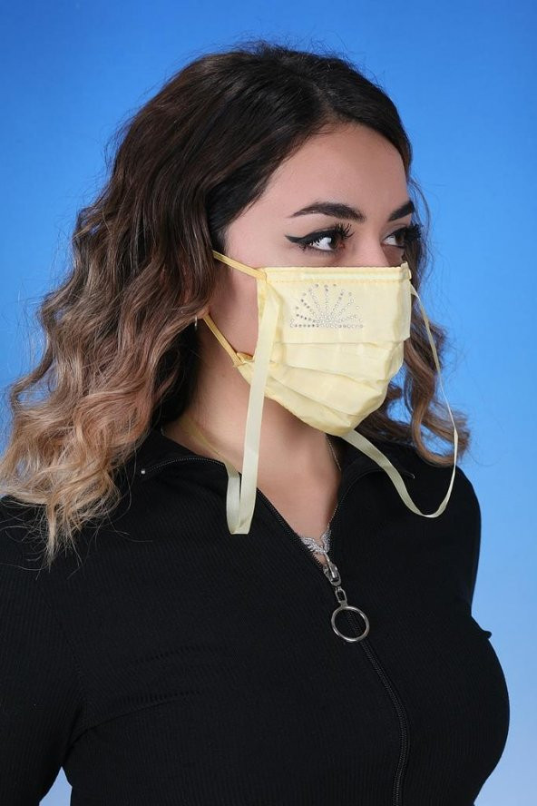 Gümüş İyonlu Boyundan Askılı Yıkanabilir Taşlı Maske K-1 - 9