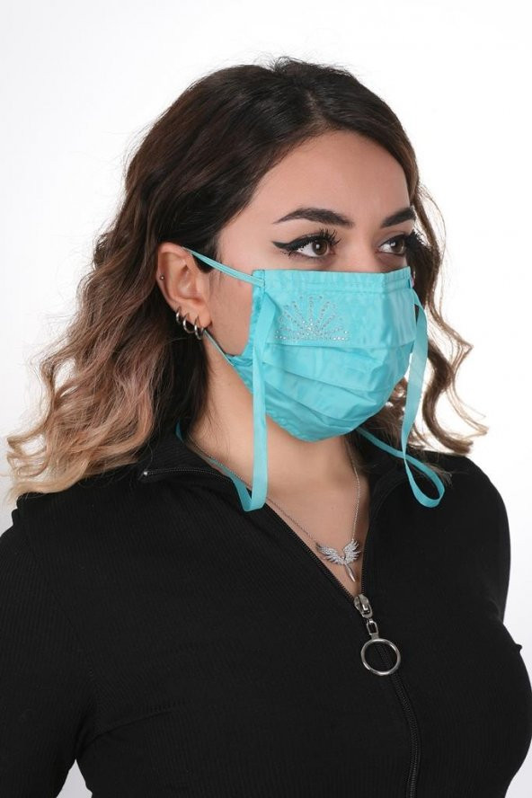 Gümüş İyonlu Boyundan Askılı Yıkanabilir Taşlı Maske K-1 - 10