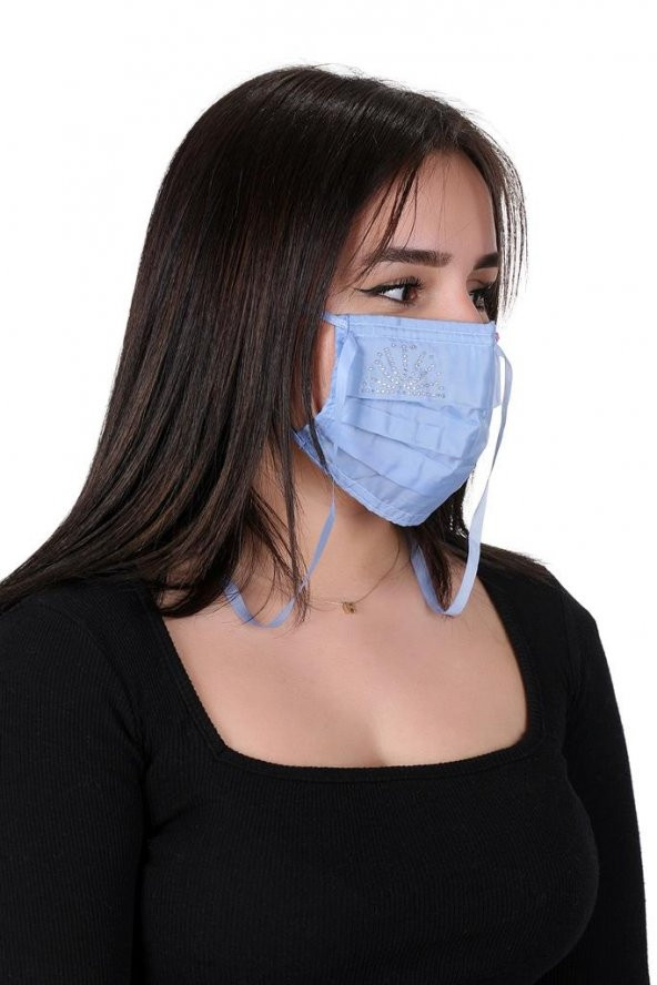 Gümüş İyonlu Boyundan Askılı Yıkanabilir Taşlı Maske K-1 - 11