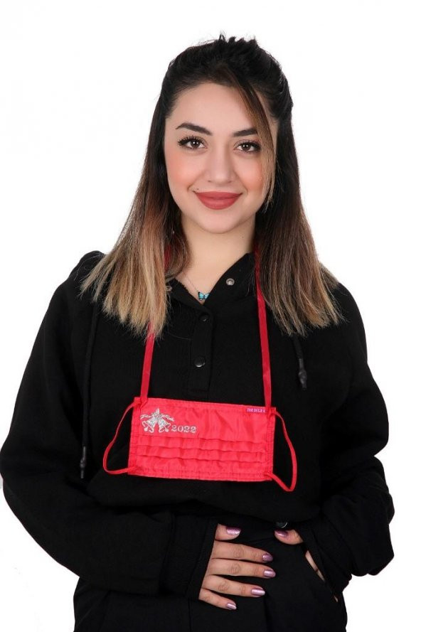 Gümüş İyonlu Boyundan Askılı Yıkanabilir Baskılı Maske A-2B - 3