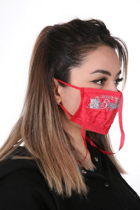 Gümüş İyonlu Boyundan Askılı Yıkanabilir Baskılı Maske A-4B - 6