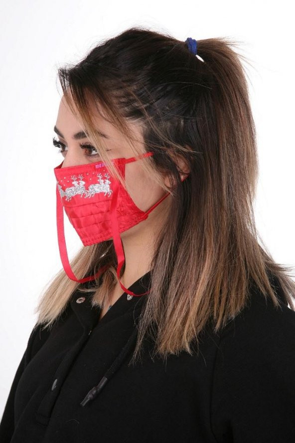 Gümüş İyonlu Boyundan Askılı Yıkanabilir Baskılı Maske A-4B - 3