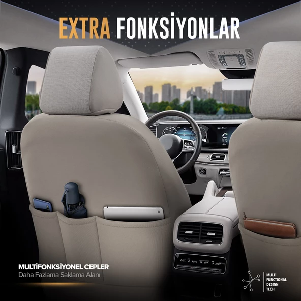 Otom Throne Series Universal Oto Koltuk Kılıfı Bej - 5