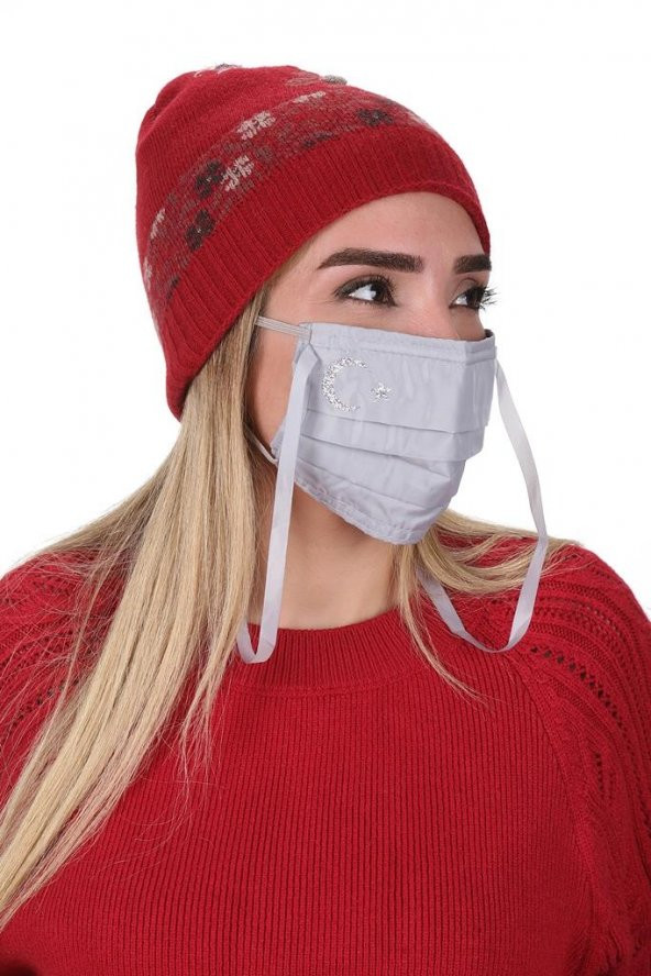 Gümüş İyonlu Boyundan Askılı Yıkanabilir Baskılı Maske A-1B - Bayraklı - 4