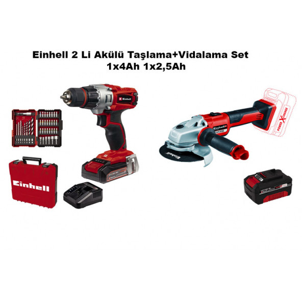 Einhell 2li Akülü Vidalama Ve Taşlama Usta Seti 1x4Ah 1x2,5Ah