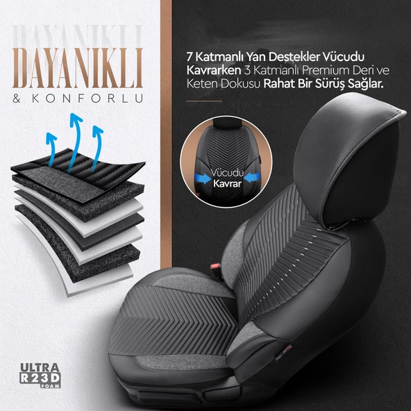 Otom Advanced Series Universal Oto Koltuk Kılıfı Füme - 4
