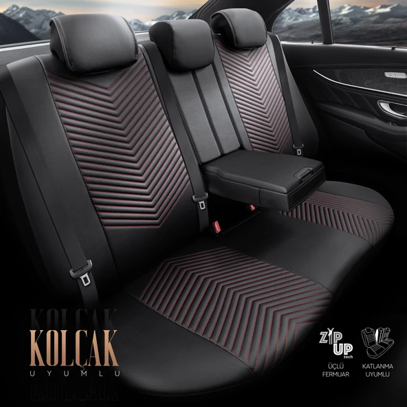 Otom Advanced Series Universal Oto Koltuk Kılıfı Siyah-Kırmızı - 7