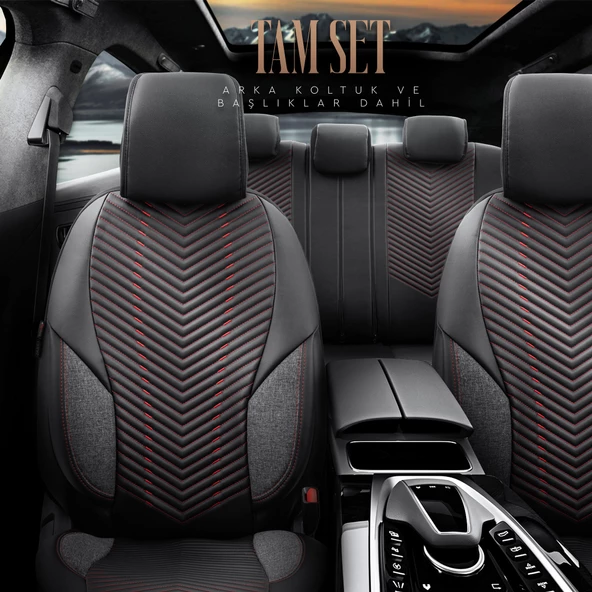 Otom Advanced Series Universal Oto Koltuk Kılıfı Siyah-Kırmızı - 2