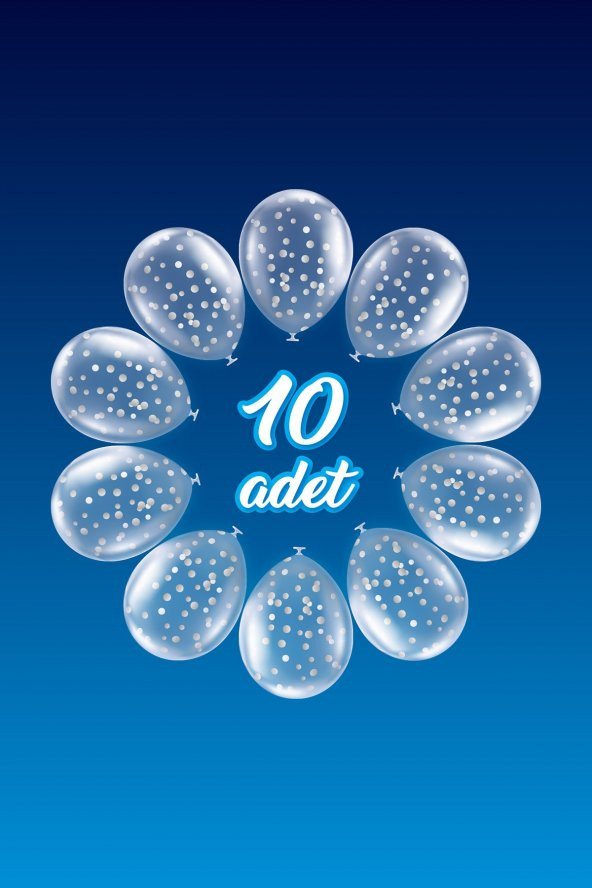 Gümüş  Konfetili Balon Seti 10 Adet - 3