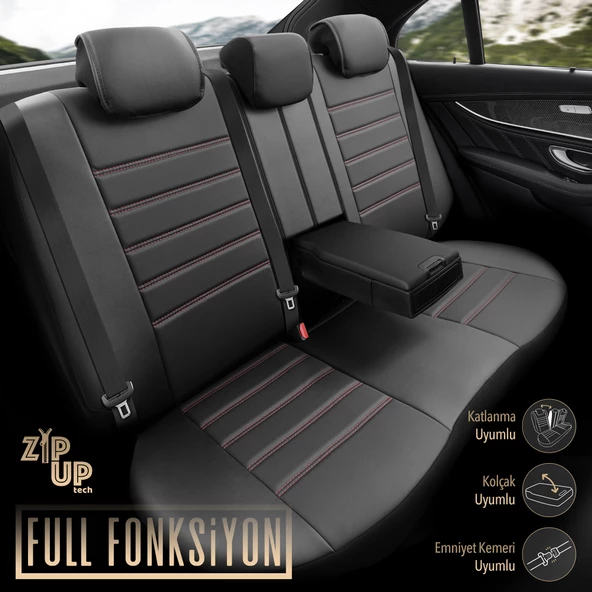 Otom Inspire Design Universal Seat Cover Siyah-Kırmızı - 6