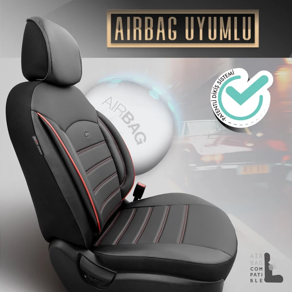 Otom Inspire Design Universal Seat Cover Siyah-Kırmızı - 3