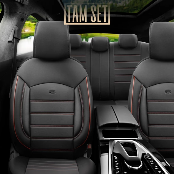Otom Inspire Design Universal Seat Cover Siyah-Kırmızı - 2