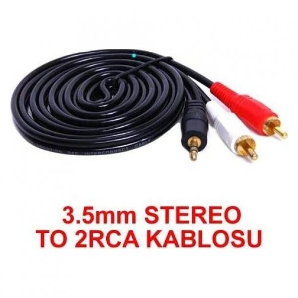 3.5 mm Stereo To 2rca Kablosu  Aux Tos Ses 1.5 mt Kablo Sound Audıo Erkek Ara Kulaklık Standart - 2