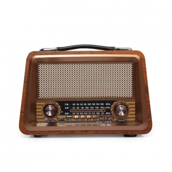 Nostaljik Radyo Gerçek Ahşap Eskitme Bluetooth Hoparlör MP3 Çalar Müzik Kutusu - 2