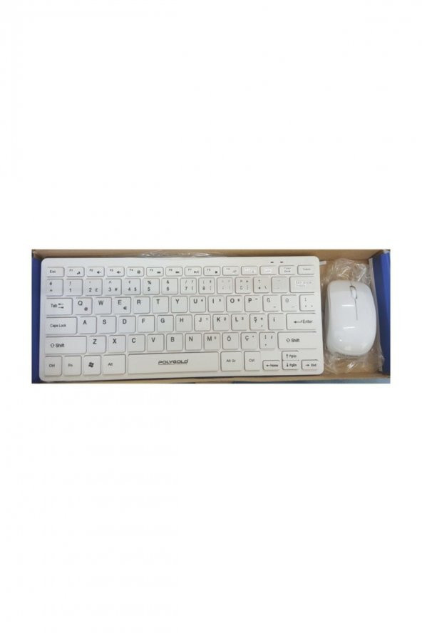 Kablosuz Mini Klavye Mouse Seti Tv/pc Uyumlu Wirelles Set Pg8030  Beyaz