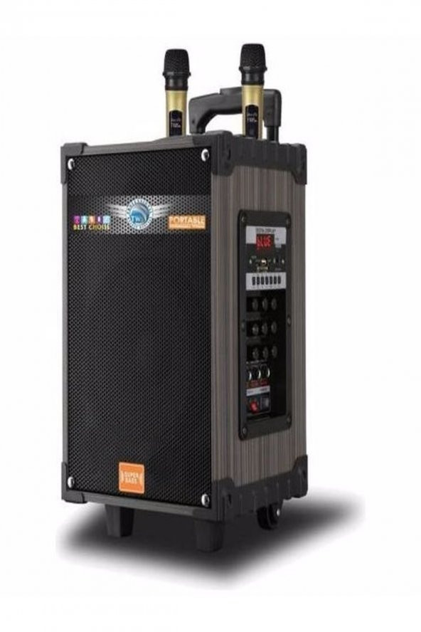 Şarjlı Kumandalı Çift Mikrofonlu Hoparlör Karaoke Sistemi 80 Watt Taşınabilir Amfi Hoparlör