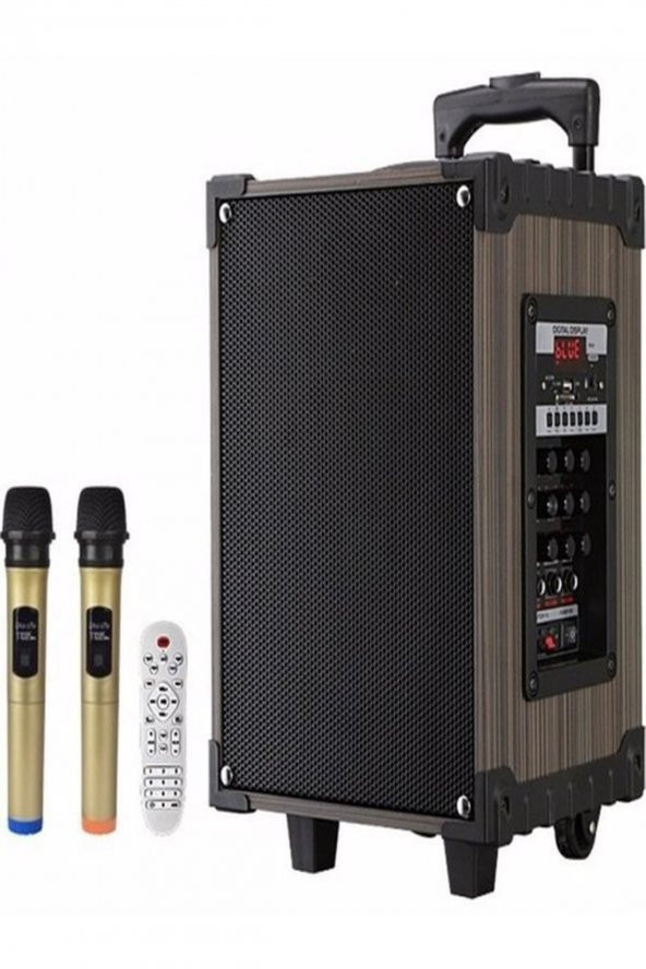 Şarjlı Kumandalı Çift Mikrofonlu Hoparlör Karaoke Sistemi 80 Watt Taşınabilir Amfi Hoparlör - 2