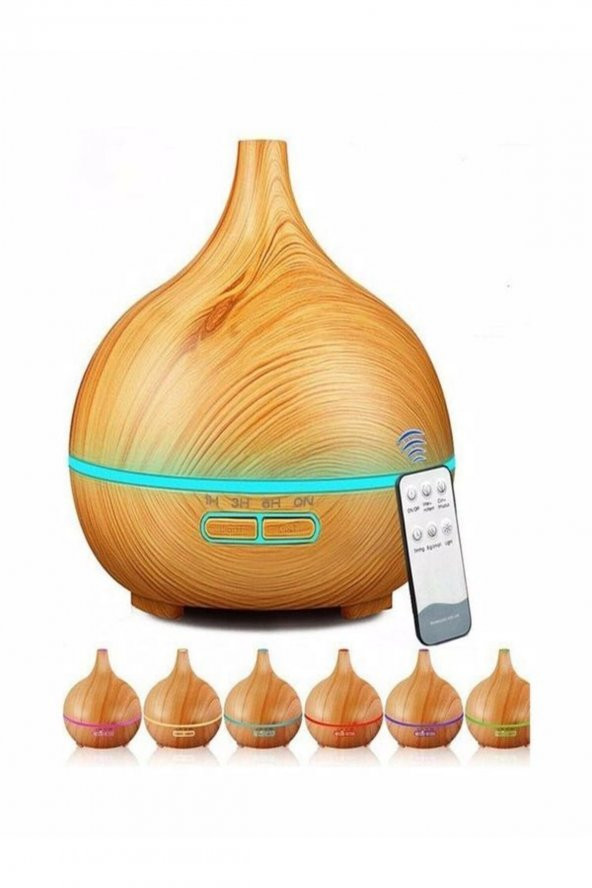 Uzaktan Kumandalı 550ml Aroma Difüzörü Ultrasonik Hava Nemlendirici Buhar Makinesi Rgb 7 Renk Led