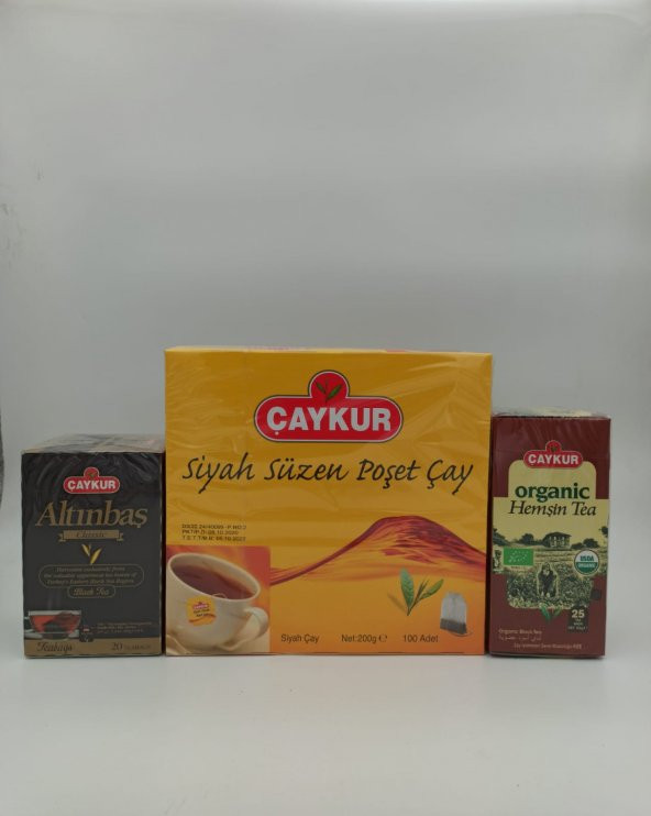 ÇAYKUR SİYAH SÜZEN 100LÜ, ORGANİK HEMŞİN  25Lİ VE ALTINBAŞ 20Lİ BARDAK POŞET ÇAY