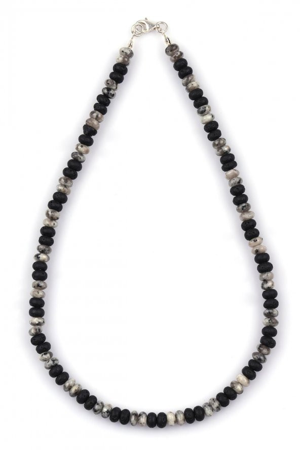 Lav Taşı - Jade Doğal Taş Kolye 3 x 6 Rondel Kesim - 1