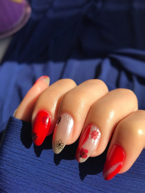 2 Li Papatya Tırnak Dövmesi, Tırnak Sticker, Nail Tattoo, Nail Art
