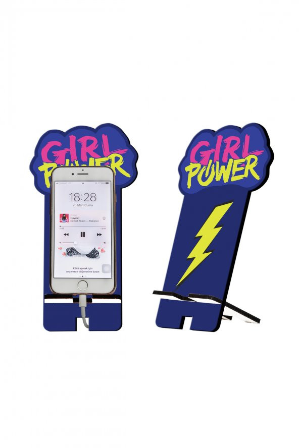 Girl Power Tasarım Ahşap Telefon Standı