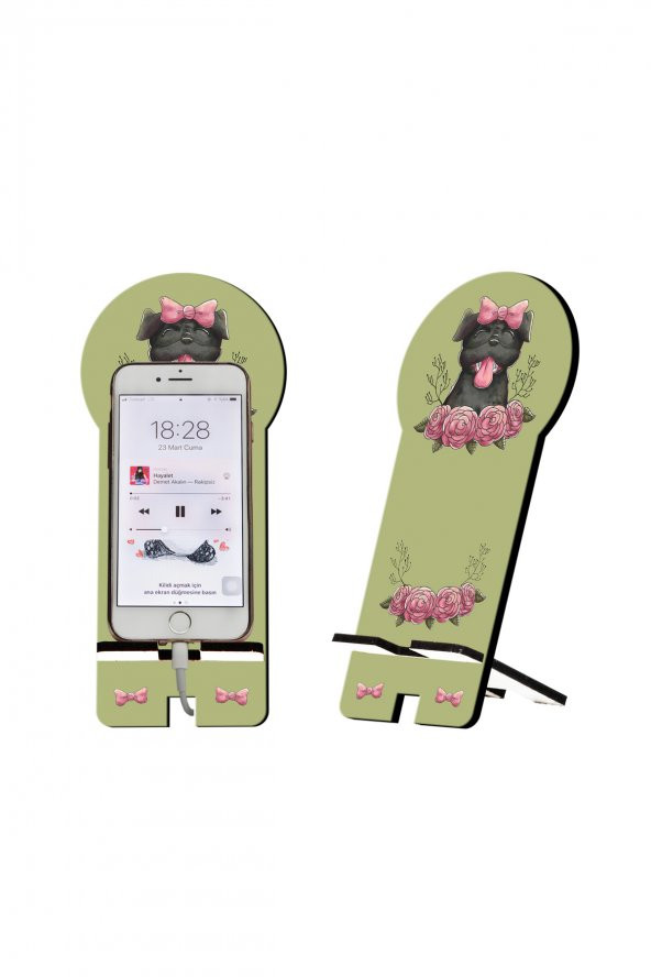 Tatlı Köpek Tasarım Ahşap Telefon Standı