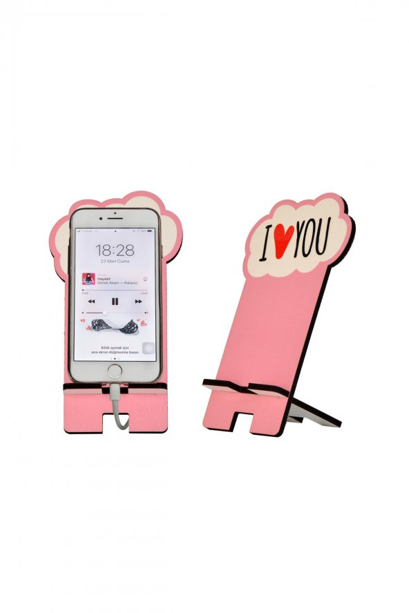 I Love You Tasarım Ahşap Telefon Standı
