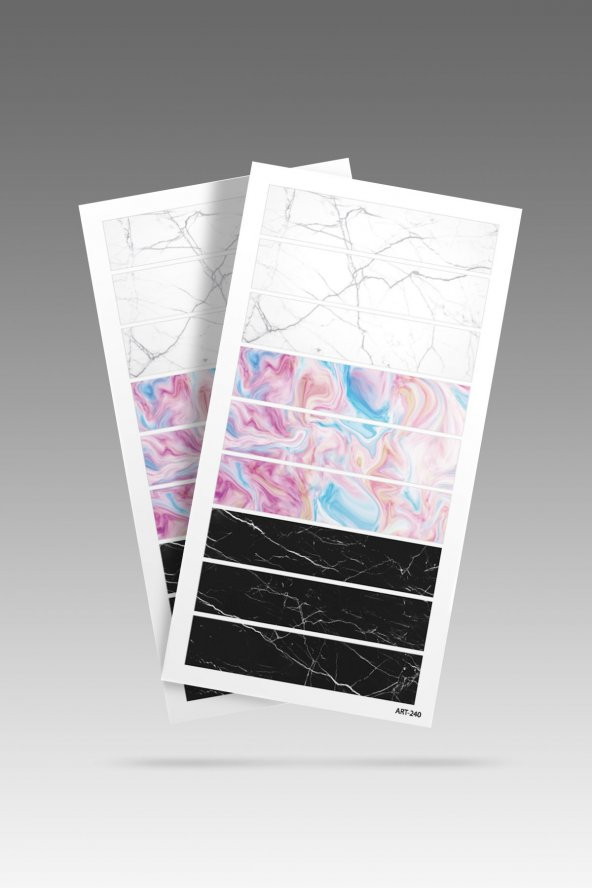 2 Li Mermer Desenli Tırnak Dövmesi, Tırnak Sticker, Nail Tattoo, Nail Art - 2