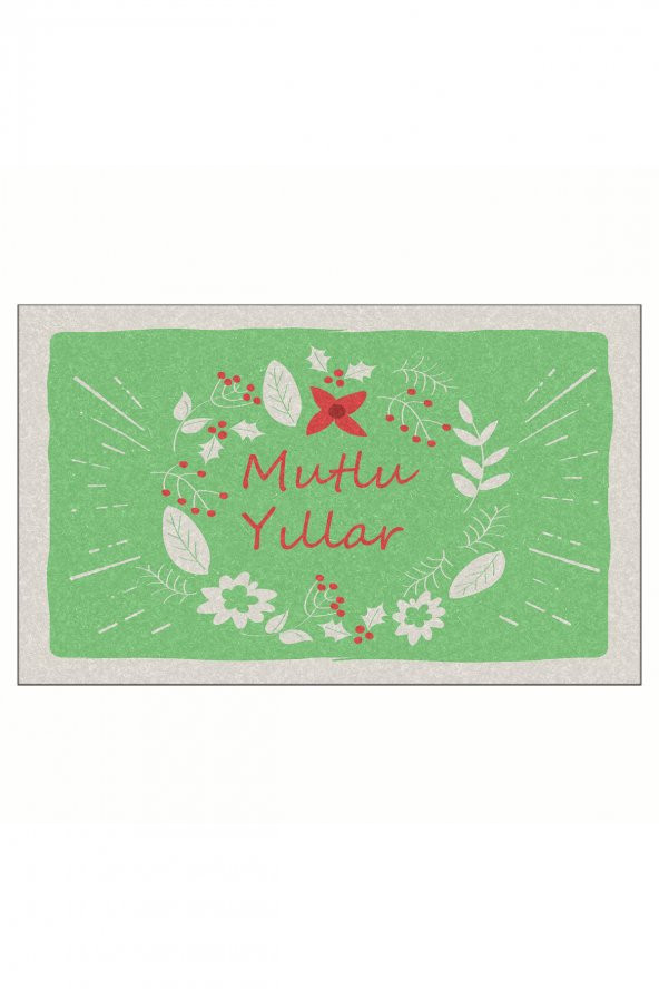 Yılbaşı Merry Christmas Konsept Tasarım Kapı Önü ve Ev İçi Paspas 45x75 cm