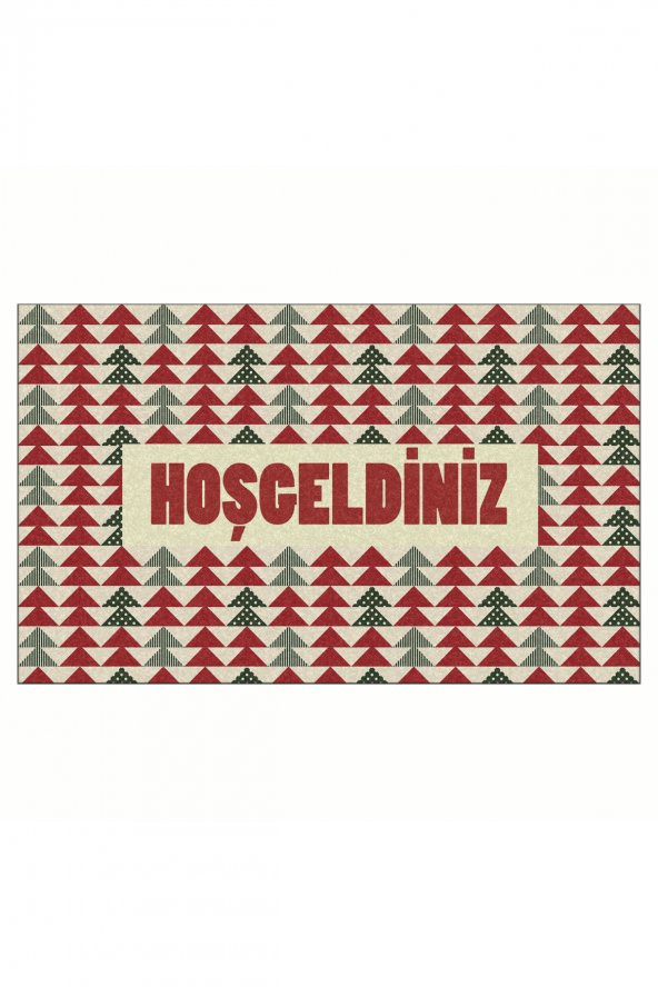 Yılbaşı Hoşgeldiniz 1 Tasarım Kapı Önü ve Ev İçi Paspas 45x75 cm