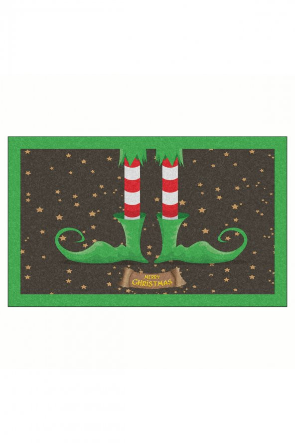Yılbaşı Merry Christmas Kostüm Tasarım Kapı Önü ve Ev İçi Paspas 45x75 cm