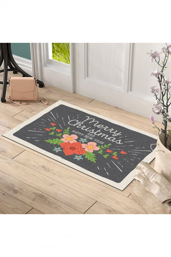 Yılbaşı Mutlu Yıllar Konsept Tasarım Kapı Önü ve Ev İçi Paspas 45x75 cm - 2