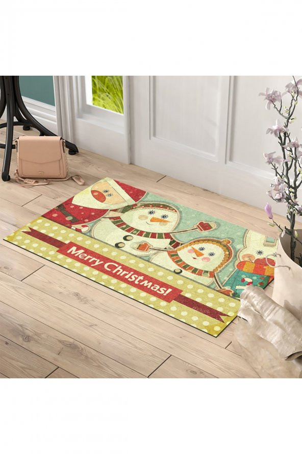 Yılbaşı Hoşgeldiniz Noel Baba Tasarım Kapı Önü ve Ev İçi Paspas 45x75 cm - 2