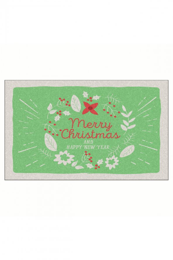 Yılbaşı Merry Christmas Konsept Tasarım Kapı Önü ve Ev İçi Paspas 45x75 cm