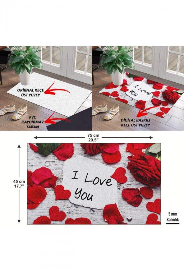 Yılbaşı Happy New Year  Zigzag Tasarım Kapı Önü ve Ev İçi Paspas 45x75 cm - 3