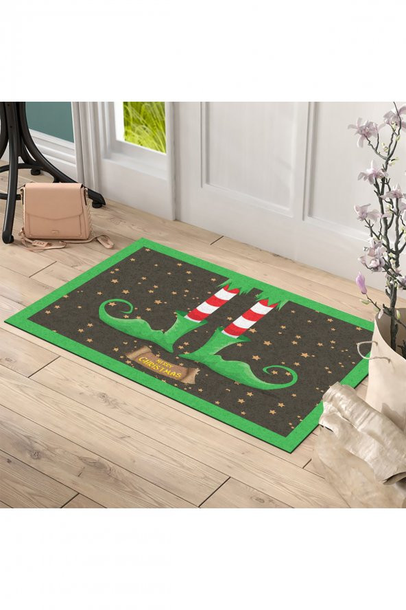 Yılbaşı Merry Christmas Kostüm Tasarım Kapı Önü ve Ev İçi Paspas 45x75 cm - 2