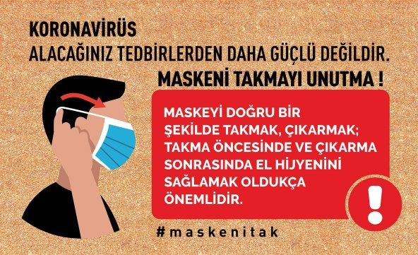 Maskeni Tak Uyarı Kapı Önü ve Ev İçi Paspas 45x75 cm - 2