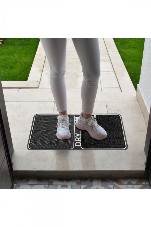 Islak - Kuru Wet Dry Dezenfektan Havuzlu Hijyen Paspas 45x80cm - Siyah / Black - 2