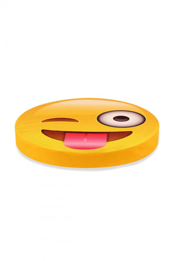 Şımarık Emoji Tasarım Daire Yastık Minder Ø40