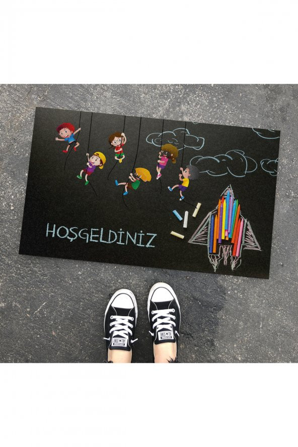 Kara Tahta Tasarım Kapı Önü ve Ev İçi Paspas 45x75 cm