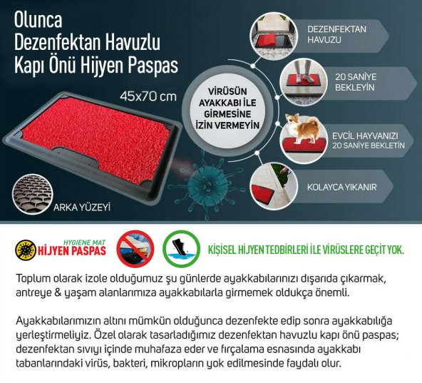 Dezenfektan Havuzlu Kıvırcık Kapı Önü Hijyen Paspas - 45x70 cm - Yeşil - Green - 2